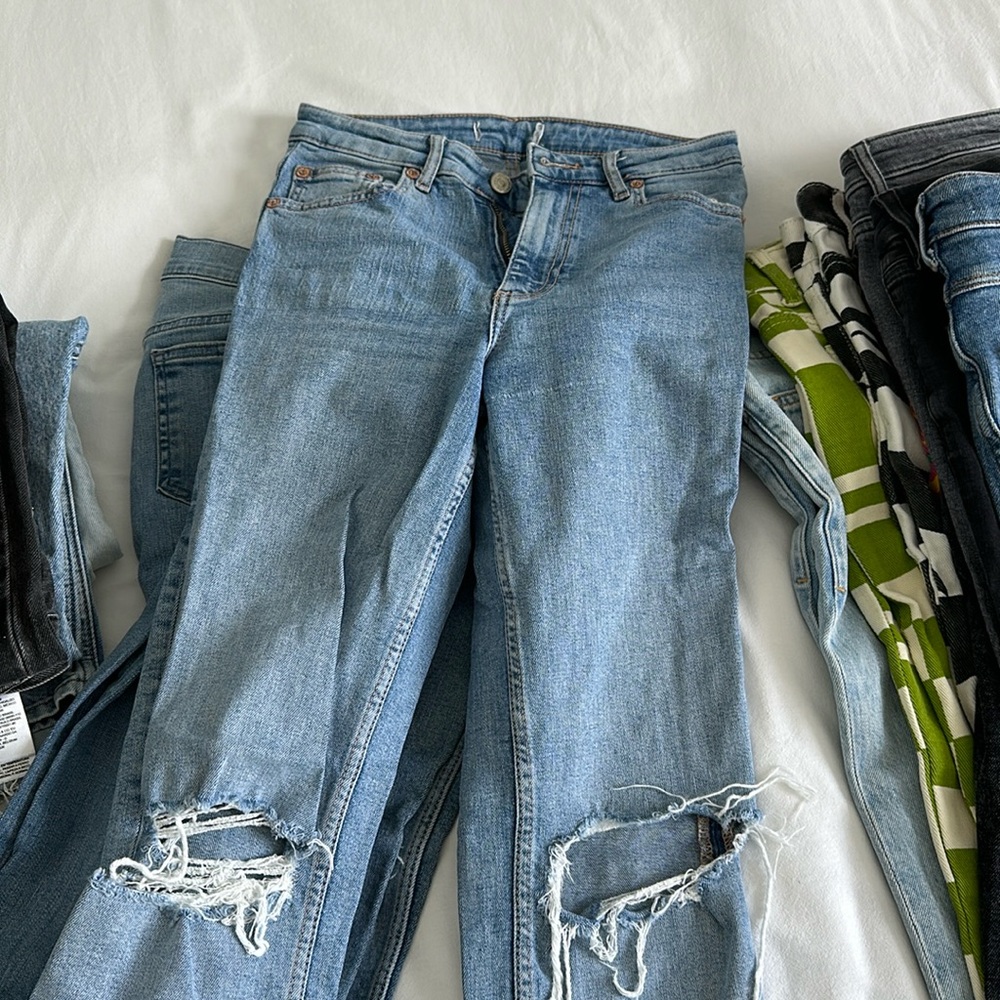 Zara flared slit skinny jeans tag cut off size 4